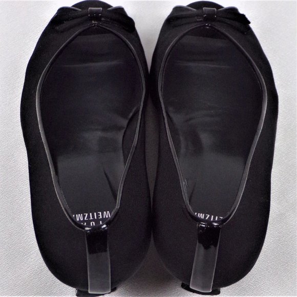 STUART WEITZMAN size 8M black low-heel open-toe pumps fabric uppers - Picture 12 of 16